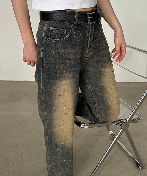 セール】【お気に入り1.4万突破/低身長/高身長サイズ】ラインストーン