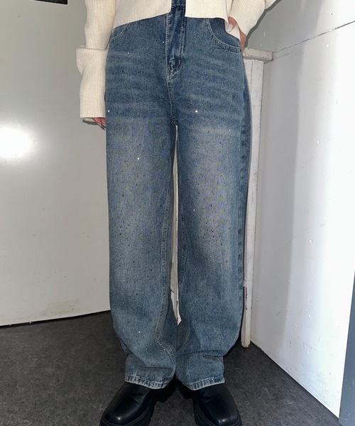 セール】[3サイズ展開][全骨格美脚見え]ラインストーン