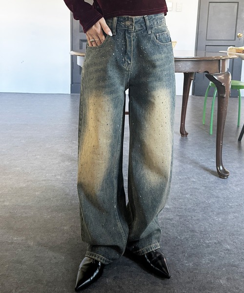 セール】【お気に入り1.4万突破/低身長/高身長サイズ】ラインストーン