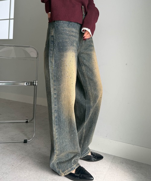 セール】【お気に入り1.4万突破/低身長/高身長サイズ】ラインストーン