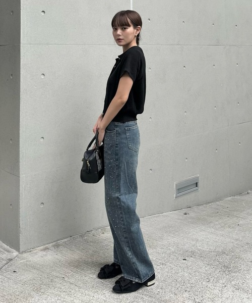 solleim（ソルレム）の「【お気に入り1.9万突破/低身長/高身長サイズ】ラインストーンヴィンテージセミワイドデニム（デニムパンツ・レディース・ブルー/ネイビー/インディゴブルー・S/M/L）」の19枚目の写真