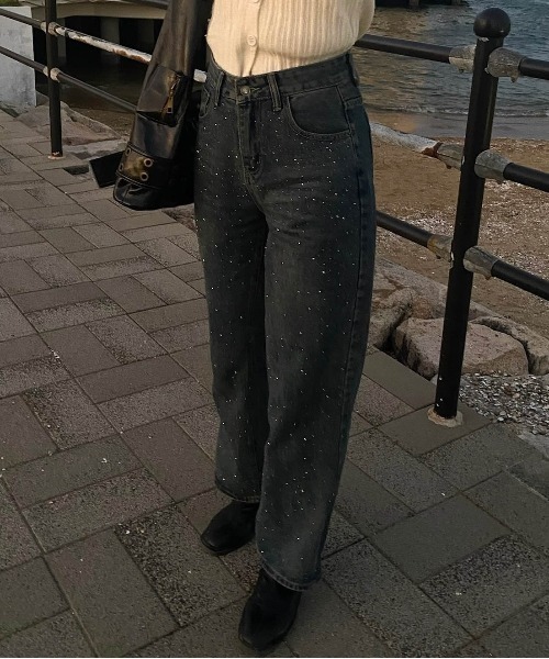 solleim（ソルレム）の「【お気に入り1.9万突破/低身長/高身長サイズ】ラインストーンヴィンテージセミワイドデニム（デニムパンツ・レディース・ブルー/ネイビー/インディゴブルー・S/M/L）」の20枚目の写真