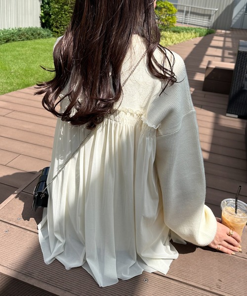 RANAN(ラナン)の「もちもちチュールドッキングニット(ニット/セーター・レディース・ブラック/アイボリー/モカ/グレー・LL/M/L)」の14枚目の写真