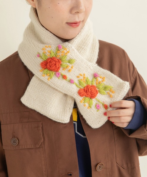 munk pehronen カラフルマフラー WEB別注】ネパールハンドニット 刺繍マフラー（マフラー）｜CHILD