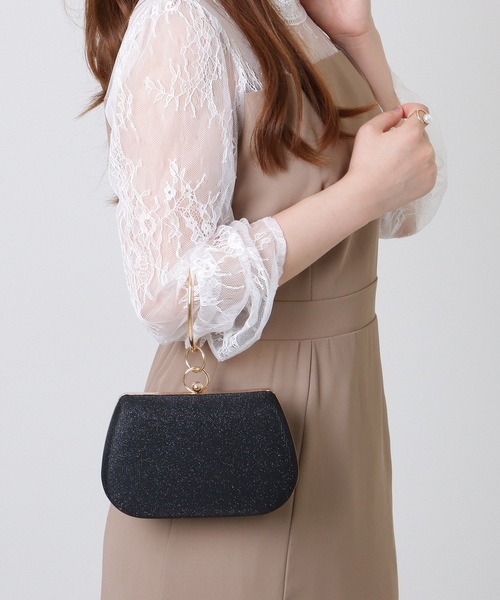 Lace Ladies(レースレディース)の「メタリック リング コンパクト がま口 ハンドバッグ(クラッチバッグ・レディース・グレー/シルバー/ブラック/ゴールド・FREE)」の8枚目の写真
