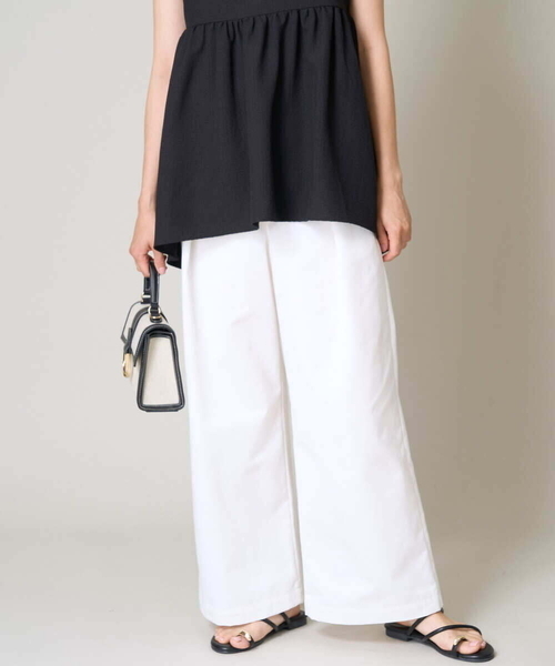 a.v.v（アーヴェヴェ）の「【洗える】チノタックワイドパンツ（チノパンツ・レディース・ベージュ/アイボリー・40/36/38/42/34）」の2枚目の写真