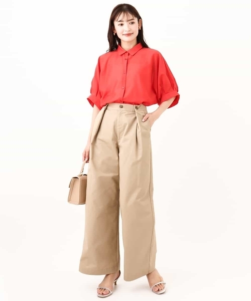 a.v.v（アーヴェヴェ）の「【洗える】チノタックワイドパンツ（チノパンツ・レディース・ベージュ/アイボリー・40/36/38/42/34）」の19枚目の写真