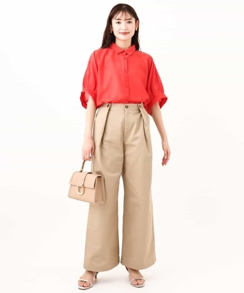 a.v.v（アーヴェヴェ）の「【洗える】チノタックワイドパンツ（チノパンツ・レディース・ベージュ/アイボリー・40/36/38/42/34）」の20枚目の写真