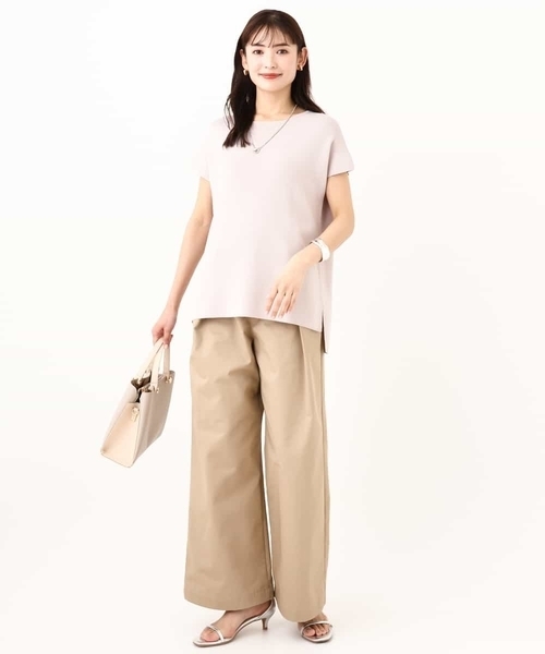 a.v.v（アーヴェヴェ）の「【洗える】チノタックワイドパンツ（チノパンツ・レディース・ベージュ/アイボリー・40/36/38/42/34）」の12枚目の写真