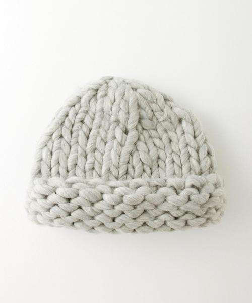 Another Edition(アナザーエディション)の「ビッグニットキャップ/AE BIG KNIT CAP(ニットキャップ/ビーニー・レディース・オフホワイト/ブラック/ライトグレー/ベージュ/ライトピンク・フリー)」の4枚目の写真