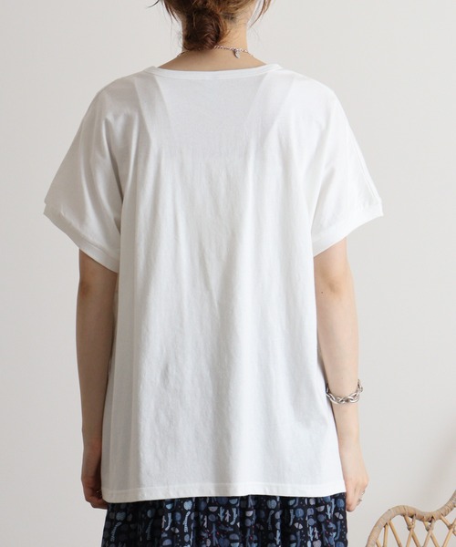 tシャツ EMAGO ねこ刺繍切替えギャザーTシャツ レディース EMAGO ねこ刺繍切替えギャザーTシャツ（Tシャツ/カットソー