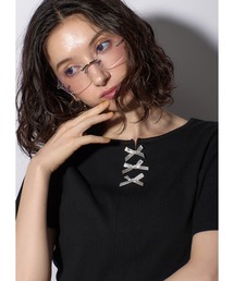 Adoon plain | ネックリボンTシャツ(Tシャツ/カットソー)