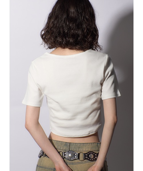 Adoon plain(アドーンプレーン)の「ネックリボンTシャツ(Tシャツ/カットソー・レディース・ブラック/ホワイト/レッド/サックスブルー・FREE)」の22枚目の写真