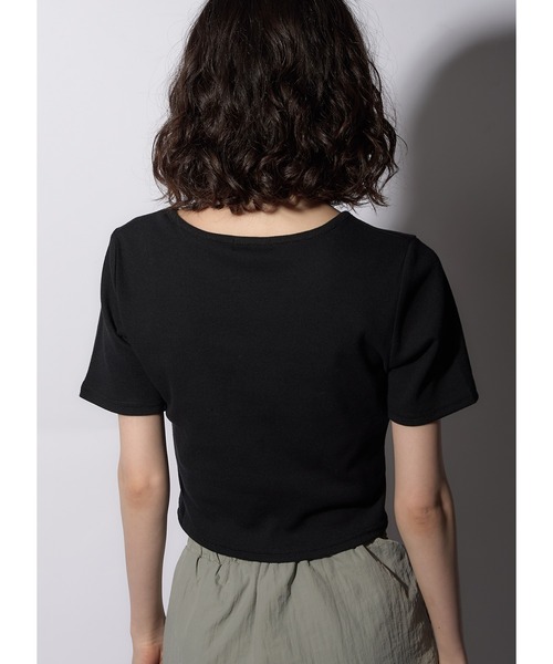 Adoon plain(アドーンプレーン)の「ネックリボンTシャツ(Tシャツ/カットソー・レディース・ブラック/ホワイト/レッド/サックスブルー・FREE)」の18枚目の写真