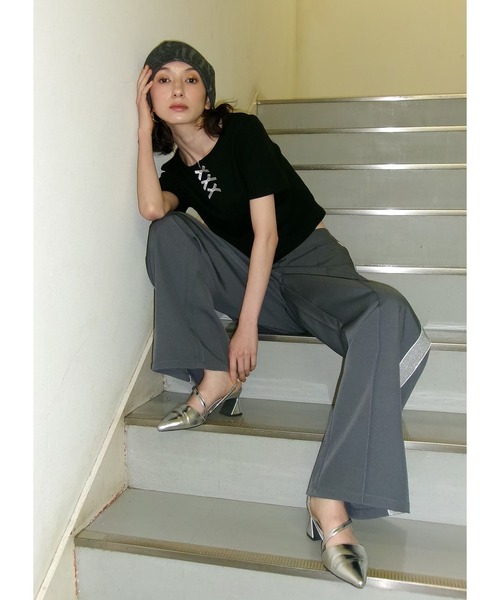 Adoon plain(アドーンプレーン)の「ネックリボンTシャツ(Tシャツ/カットソー・レディース・ブラック/ホワイト/レッド/サックスブルー・FREE)」の10枚目の写真