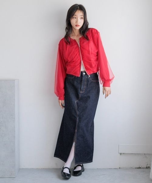 LOWRYS FARM(ローリーズファーム)の「チュールドッキングカーディガン 138852(カーディガン/ボレロ・レディース・アイボリー/ブラック/レッド・FREE)」の20枚目の写真