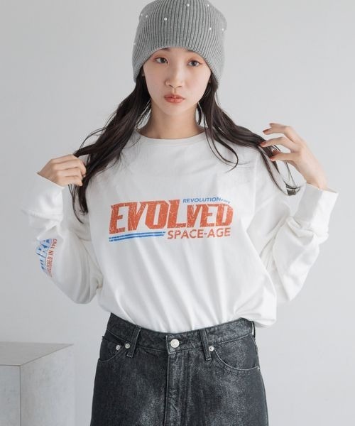 LOWRYS FARM(ローリーズファーム)の「FIRMロゴカコウTシャツLS 144278(Tシャツ/カットソー・レディース・オフホワイト/グレー・FREE)」の7枚目の写真