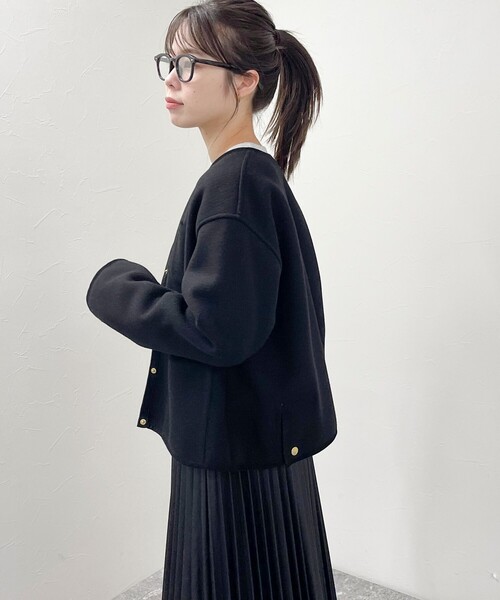 Traditional Weatherwear（トラディショナルウェザーウェア）の「【別注】【Traditional Weatherwear/トラディショナル ウェザーウェア】ARKLEY A-LINE W-FACE JERSEYコート（ブルゾン・レディース・ブラック・34/32）」の15枚目の写真