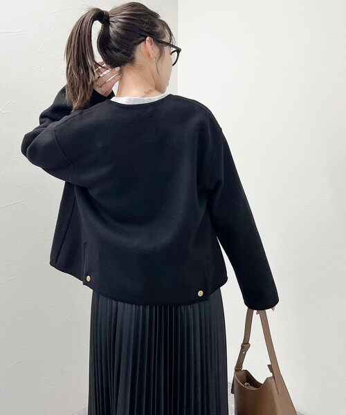 Traditional Weatherwear（トラディショナルウェザーウェア）の「【別注】【Traditional Weatherwear/トラディショナル ウェザーウェア】ARKLEY A-LINE W-FACE JERSEYコート（ブルゾン・レディース・ブラック・34/32）」の14枚目の写真
