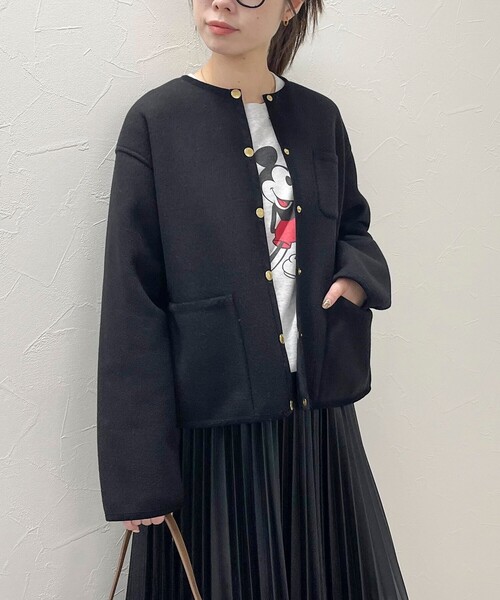 Traditional Weatherwear（トラディショナルウェザーウェア）の「【別注】【Traditional Weatherwear/トラディショナル ウェザーウェア】ARKLEY A-LINE W-FACE JERSEYコート（ブルゾン・レディース・ブラック・34/32）」の11枚目の写真
