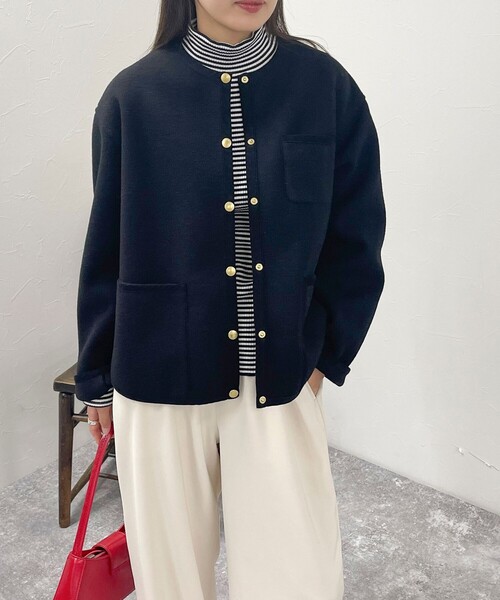 Traditional Weatherwear（トラディショナルウェザーウェア）の「【別注】【Traditional Weatherwear/トラディショナル ウェザーウェア】ARKLEY A-LINE W-FACE JERSEYコート（ブルゾン・レディース・ブラック・34/32）」の3枚目の写真