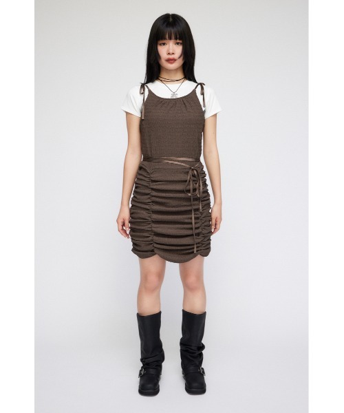 LAGUA GEM（ラグアジェム）の「BUMPY MIX キャミワンピース（ワンピース・レディース・ホワイト/ブラック/カーキ・FREE）」の5枚目の写真