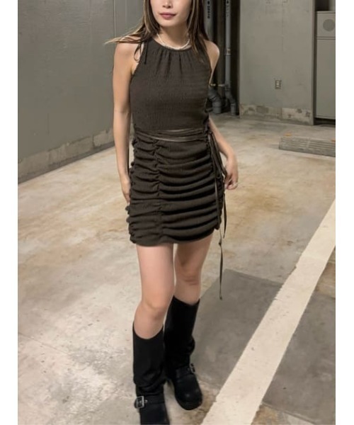 LAGUA GEM（ラグアジェム）の「BUMPY MIX キャミワンピース（ワンピース・レディース・ホワイト/ブラック/カーキ・FREE）」の15枚目の写真