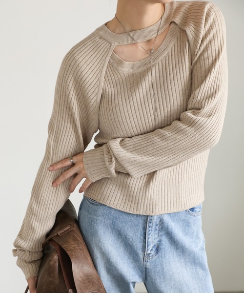 セール】リブニットボレロセットトップス（ニット/セーター）｜select