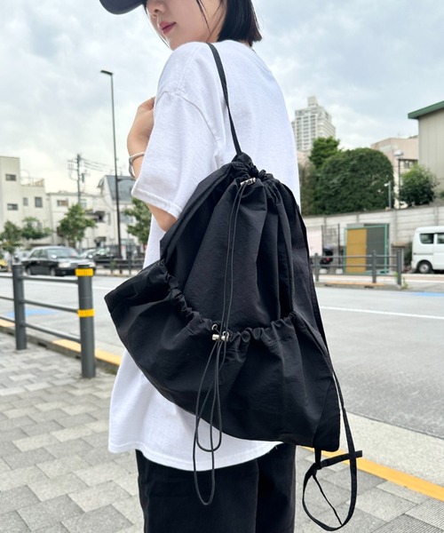 ネイビー ブラック グリーン チェック ドローコード バックパック ナップサック ASSORT DRAW CORD KNAPSACK/アソートドローコードナップサック