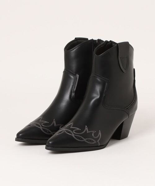 mio notis（ミオノティス）の「【mio notis】ショートウエスタンブーツ　40412（ブーツ・レディース・ブラック×ホワイト/アイボリー/ブラック・37/38/39/36）」の2枚目の写真