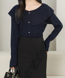 Lace Ladies（レースレディース）の「2WAY ビッグカラー パールボタン ニット プルオーバー（ニット/セーター）」