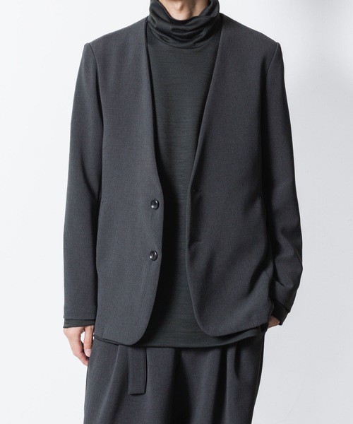 ATTACHMENT(アタッチメント)の「PE ストレッチ ダブルクロス カラーレスジャケット / PE STRETCH DOUBLE CLOTH COLLARLESS JKT(ノーカラージャケット・メンズ・ブラック/グレー系1/ライトグレー系・1/2/3)」の21枚目の写真