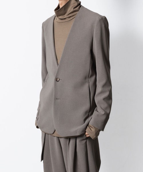 ATTACHMENT(アタッチメント)の「PE ストレッチ ダブルクロス カラーレスジャケット / PE STRETCH DOUBLE CLOTH COLLARLESS JKT(ノーカラージャケット・メンズ・ブラック/グレー系1/ライトグレー系・1/2/3)」の10枚目の写真