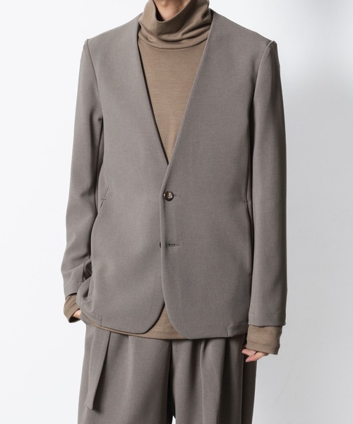 ATTACHMENT(アタッチメント)の「PE ストレッチ ダブルクロス カラーレスジャケット / PE STRETCH DOUBLE CLOTH COLLARLESS JKT(ノーカラージャケット・メンズ・ブラック/グレー系1/ライトグレー系・1/2/3)」の11枚目の写真