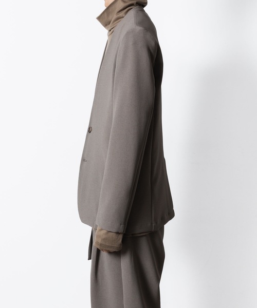 ATTACHMENT(アタッチメント)の「PE ストレッチ ダブルクロス カラーレスジャケット / PE STRETCH DOUBLE CLOTH COLLARLESS JKT(ノーカラージャケット・メンズ・ブラック/グレー系1/ライトグレー系・1/2/3)」の9枚目の写真