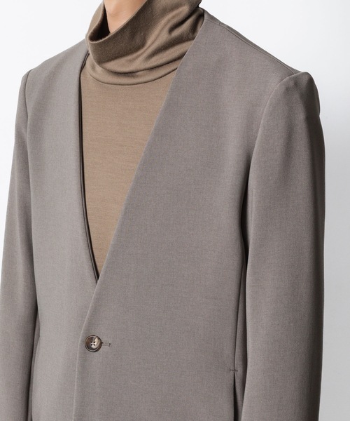 ATTACHMENT(アタッチメント)の「PE ストレッチ ダブルクロス カラーレスジャケット / PE STRETCH DOUBLE CLOTH COLLARLESS JKT(ノーカラージャケット・メンズ・ブラック/グレー系1/ライトグレー系・1/2/3)」の7枚目の写真
