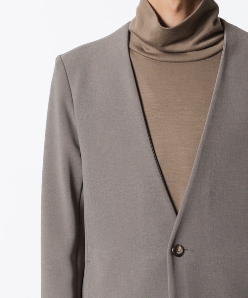 ATTACHMENT(アタッチメント)の「PE ストレッチ ダブルクロス カラーレスジャケット / PE STRETCH DOUBLE CLOTH COLLARLESS JKT(ノーカラージャケット・メンズ・ブラック/グレー系1/ライトグレー系・1/2/3)」の6枚目の写真