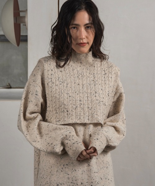 lawgy（ラウジー）の「3way vest set choco chip op / 3wayベストセットチョコチップワンピ（ワンピース・レディース・クリーム/アイボリー・FREE）」の2枚目の写真