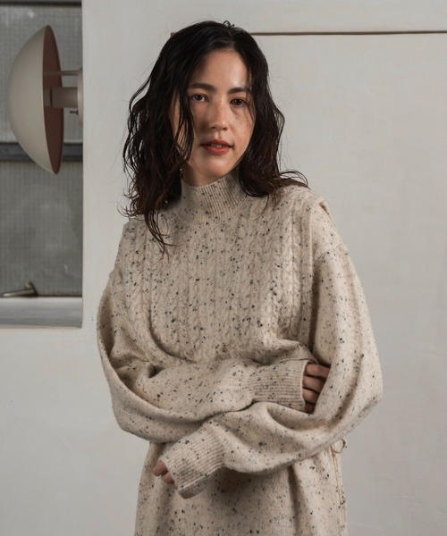 lawgy（ラウジー）の「3way vest set choco chip op / 3wayベストセットチョコチップワンピ（ワンピース・レディース・クリーム/アイボリー・FREE）」の4枚目の写真