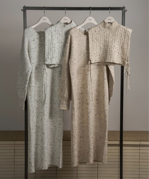 lawgy（ラウジー）の「3way vest set choco chip op / 3wayベストセットチョコチップワンピ（ワンピース・レディース・クリーム/アイボリー・FREE）」の3枚目の写真