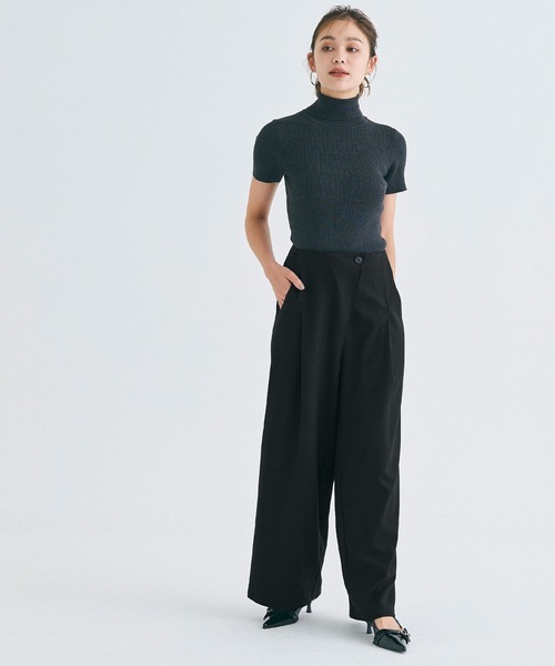 coca(coca)(コカ)の「レイヤードタックワイドパンツ(その他パンツ・レディース・ブラック/グレー・L/M)」の3枚目の写真