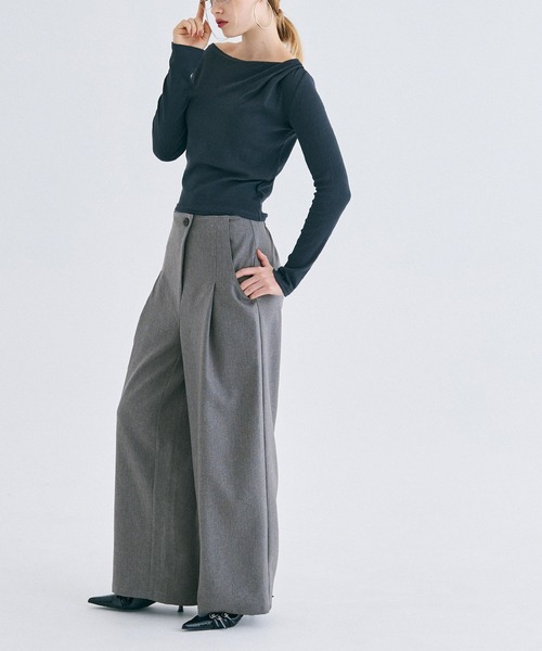 coca(coca)(コカ)の「レイヤードタックワイドパンツ(その他パンツ・レディース・ブラック/グレー・L/M)」の10枚目の写真