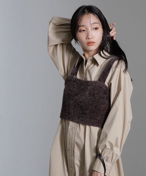 セール】ラメシャギーニットビスチェ(セットアップ可)（ベスト）｜NANO