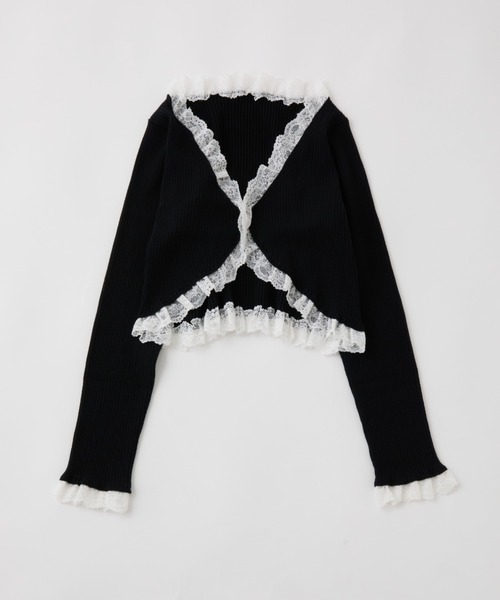 one after another NICE CLAUP（ワンアフターアナザーナイスクラップ）の「レースボレロカーディガン（カーディガン/ボレロ・レディース・ホワイト/ブラウン/ピンク/ブラック・FREE）」の5枚目の写真