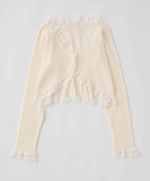 one after another NICE CLAUP（ワンアフターアナザーナイスクラップ）の「レースボレロカーディガン（カーディガン/ボレロ・レディース・ホワイト/ブラウン/ピンク/ブラック・FREE）」の6枚目の写真