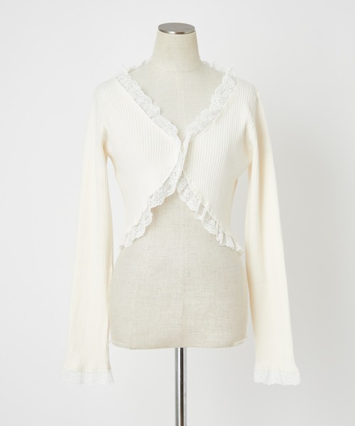 one after another NICE CLAUP（ワンアフターアナザーナイスクラップ）の「レースボレロカーディガン（カーディガン/ボレロ・レディース・ホワイト/ブラウン/ピンク/ブラック・FREE）」の7枚目の写真