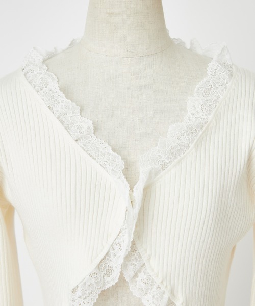 one after another NICE CLAUP（ワンアフターアナザーナイスクラップ）の「レースボレロカーディガン（カーディガン/ボレロ・レディース・ホワイト/ブラウン/ピンク/ブラック・FREE）」の10枚目の写真