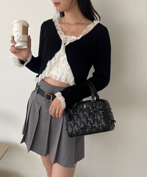 one after another NICE CLAUP（ワンアフターアナザーナイスクラップ）の「レースボレロカーディガン（カーディガン/ボレロ・レディース・ホワイト/ブラウン/ピンク/ブラック・FREE）」の16枚目の写真