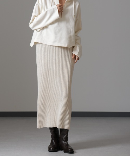 メランジリブタイトスカート(セットアップ可)（スカート）｜nano  