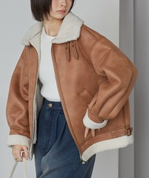 MONO-MART | 【襟元2WAY＆選べる2タイプ着丈】ショート/ミドルB-3 フェイクムートンジャケット(ムートンコート)